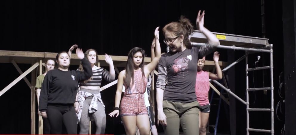 Guest artist choreographer Deb Leamy leads the choreography for "In the Heights" at SMC.