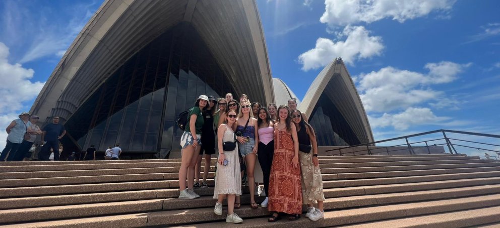 A group of students in front of the Sydney Opera House