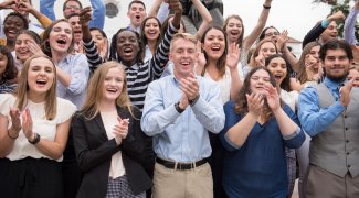 Students cheering at Saint Mary's College of California 