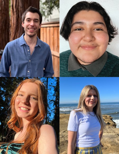 4 Music students staring at camera