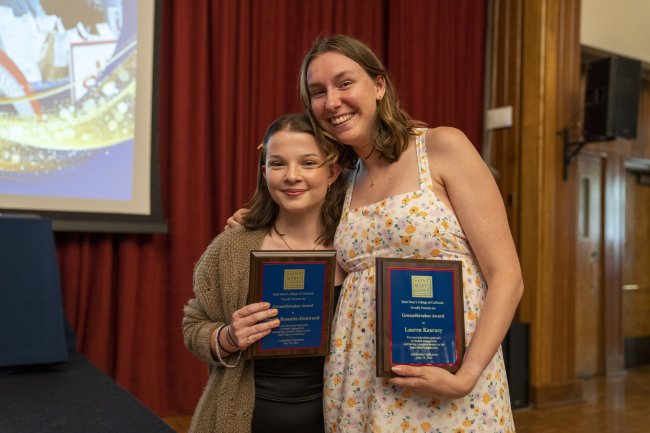 Lauren Kearney and Norah Besette-Denwood recieve the ground breaker award