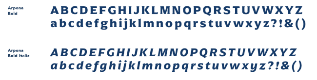 Arpona Typeface bold and semi bold