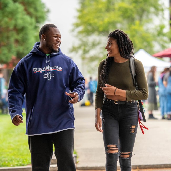Saint Mary's Finance Students Walking Campus