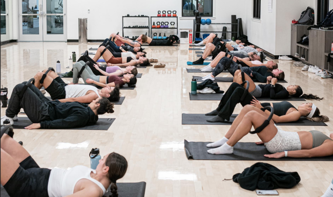 Students participating in Pilates Class at the Recreation Center
