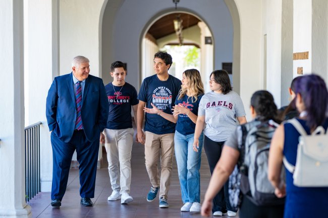 Roger with Gael students