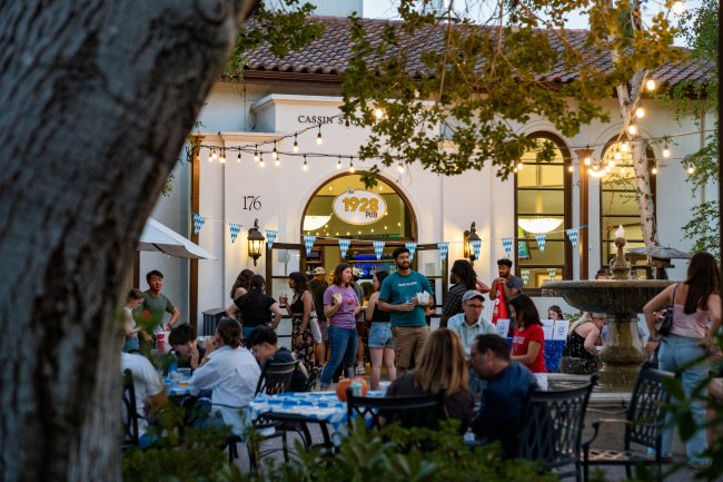 The 1928 Pub and Phelan Patio are packed in the twilight hours for Oktoberfest