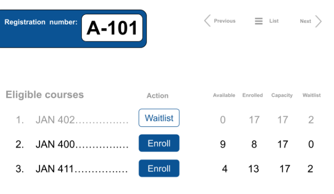 Jan Term Travel lottery interface example