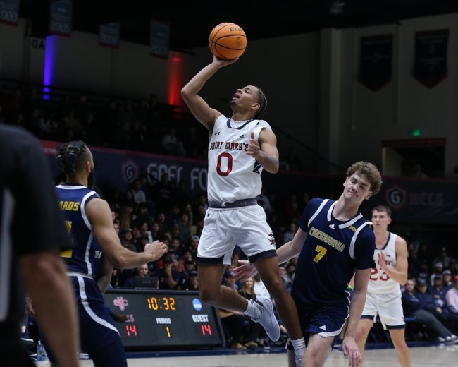 Men's Basketball player Mikey Lewis shoots against Chattanooga in November 2024