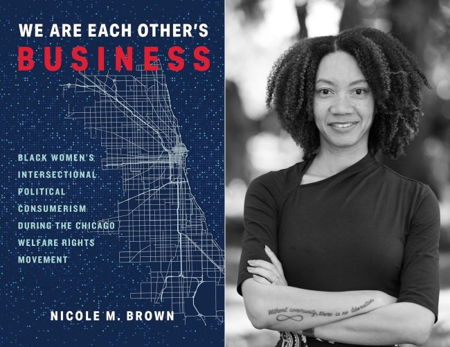 The Cover of "We Are Each Other's Business" and an image of Nicole Brown