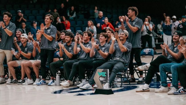 Baseball team in UCA Pavilion at NCAA Tournament Watch Party in May 2025