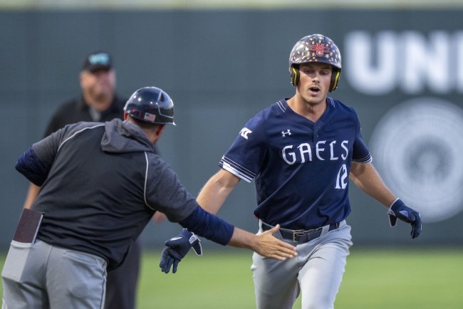 Baseball player Brian Duroff scores against Gonzaga at 2025 WCC Tournament