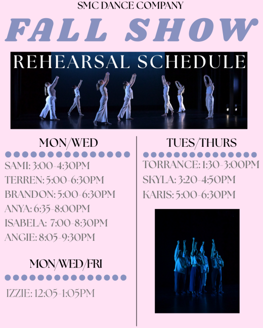 Fall '25 Dance Rehearsal Times