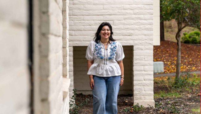 Student Cecilia Espinoza outside