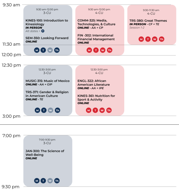 Summer Session Schedule 1