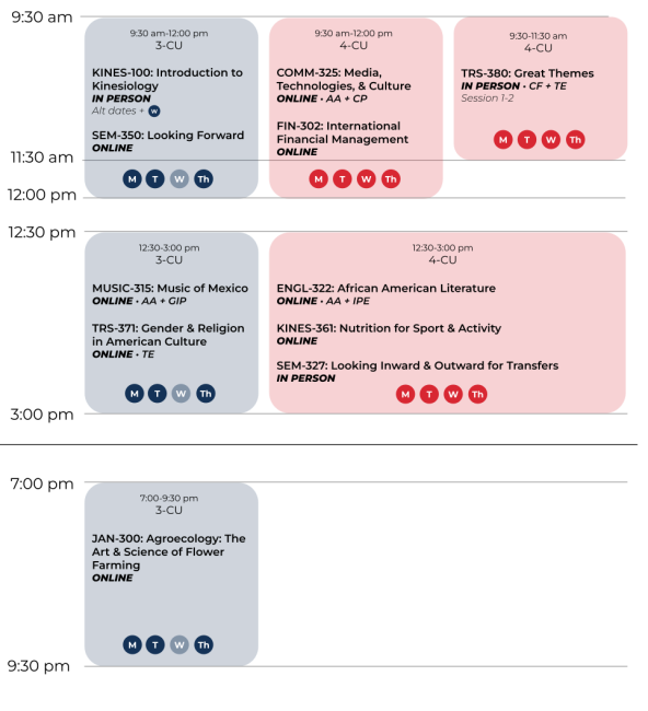 Summer Session Schedule 1