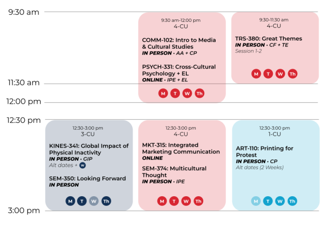 Summer Session Schedule 2