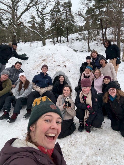 Students in the snow