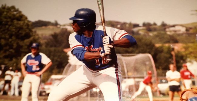 Christopher Major '83 in baseball uniform