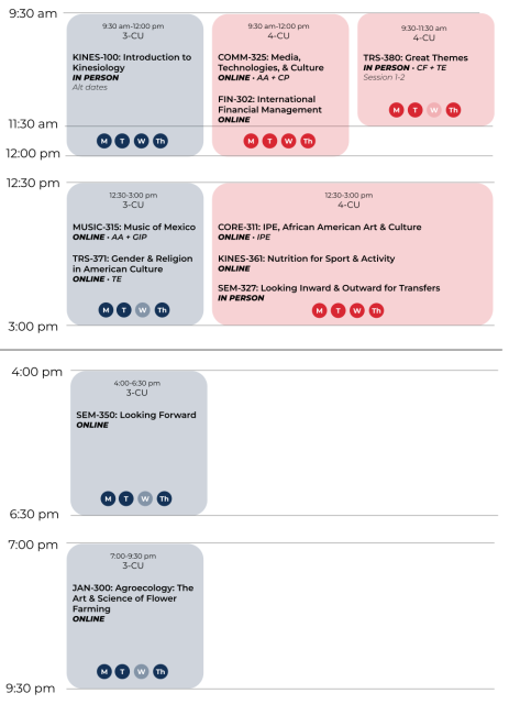 Summer Session Schedule 1