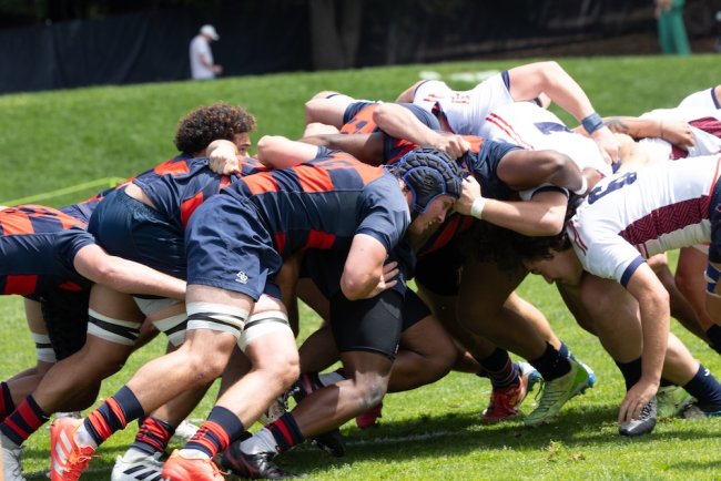 Gael rugby players in scrum against Arizona in April 2026