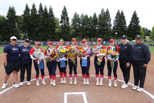 Seniors on Saint Mary's softball team with coaches
