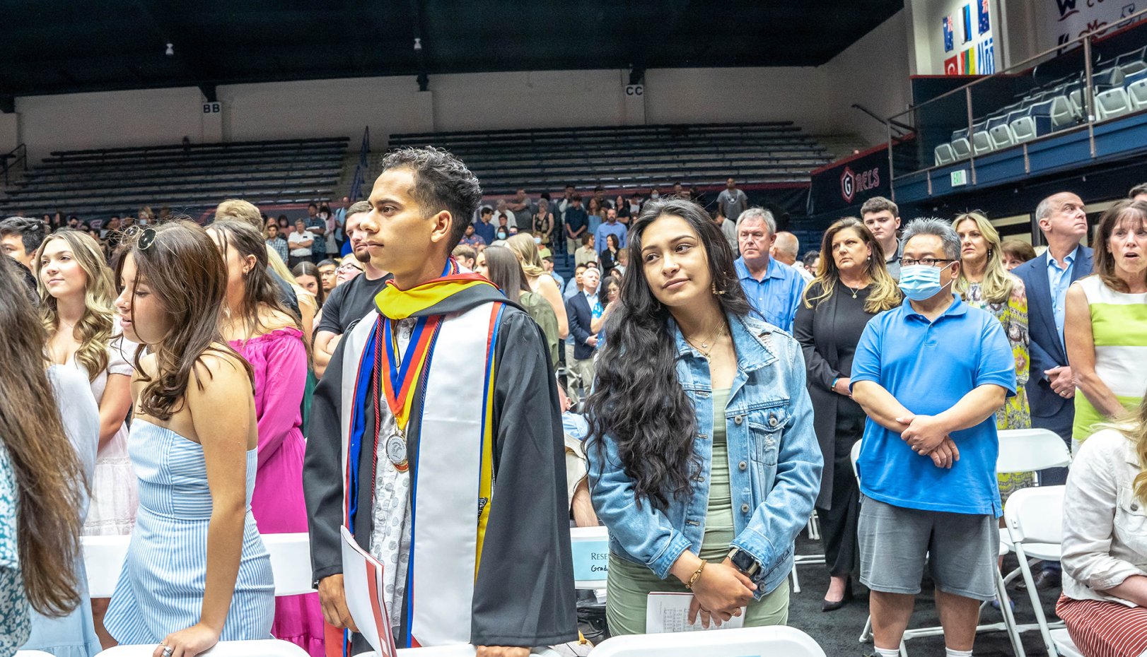 Student wearing commencement regalia in commencemen