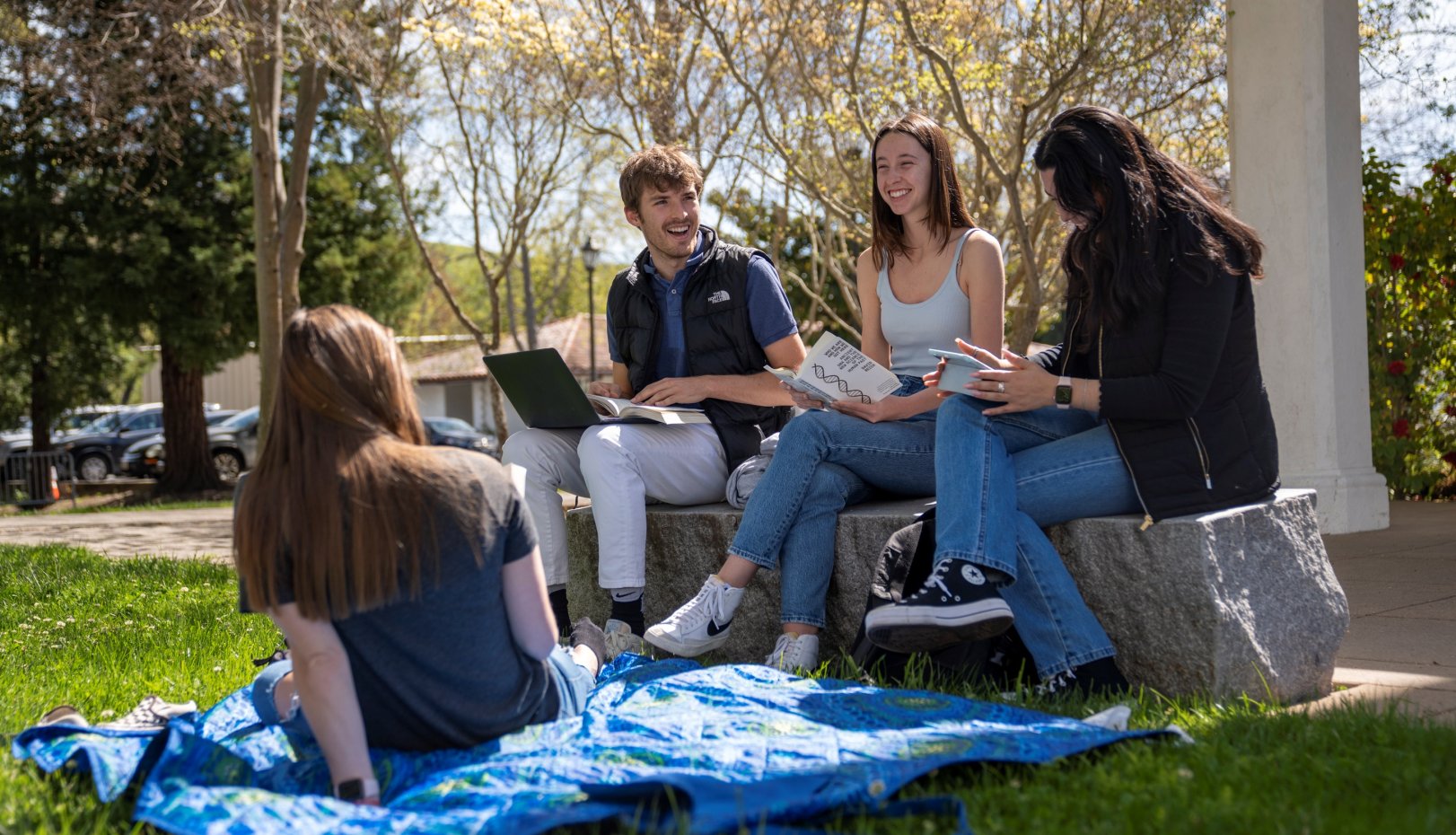 Gael students on the lawn studying