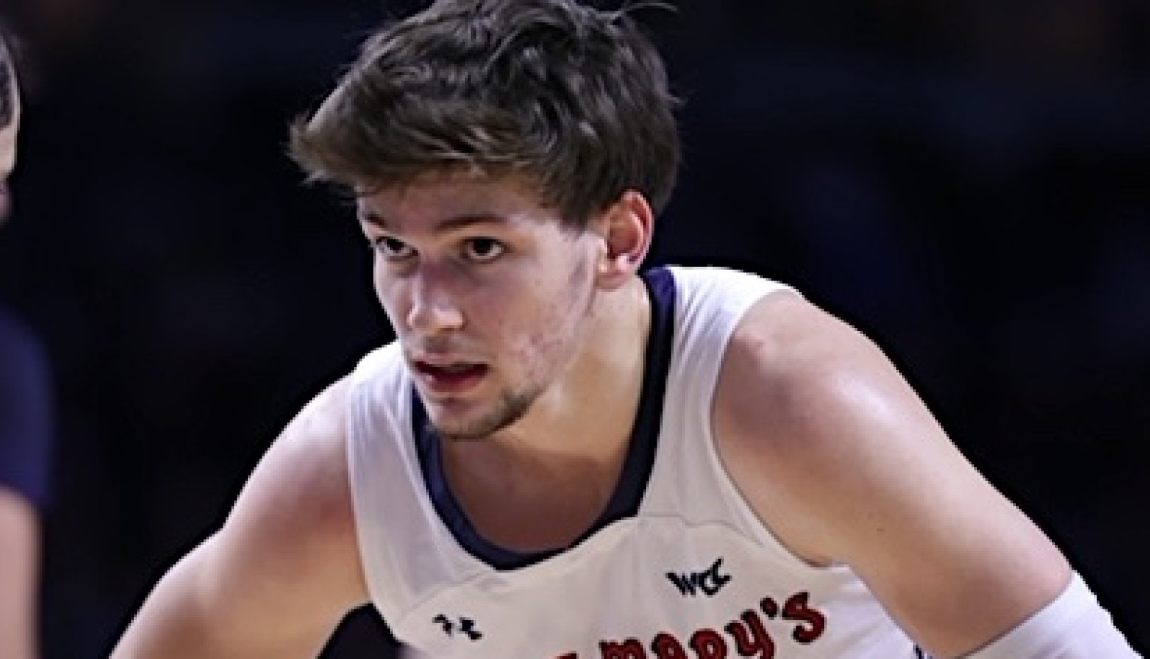 Men's basketball player Aidan Mahaney in WCC Championship 2024