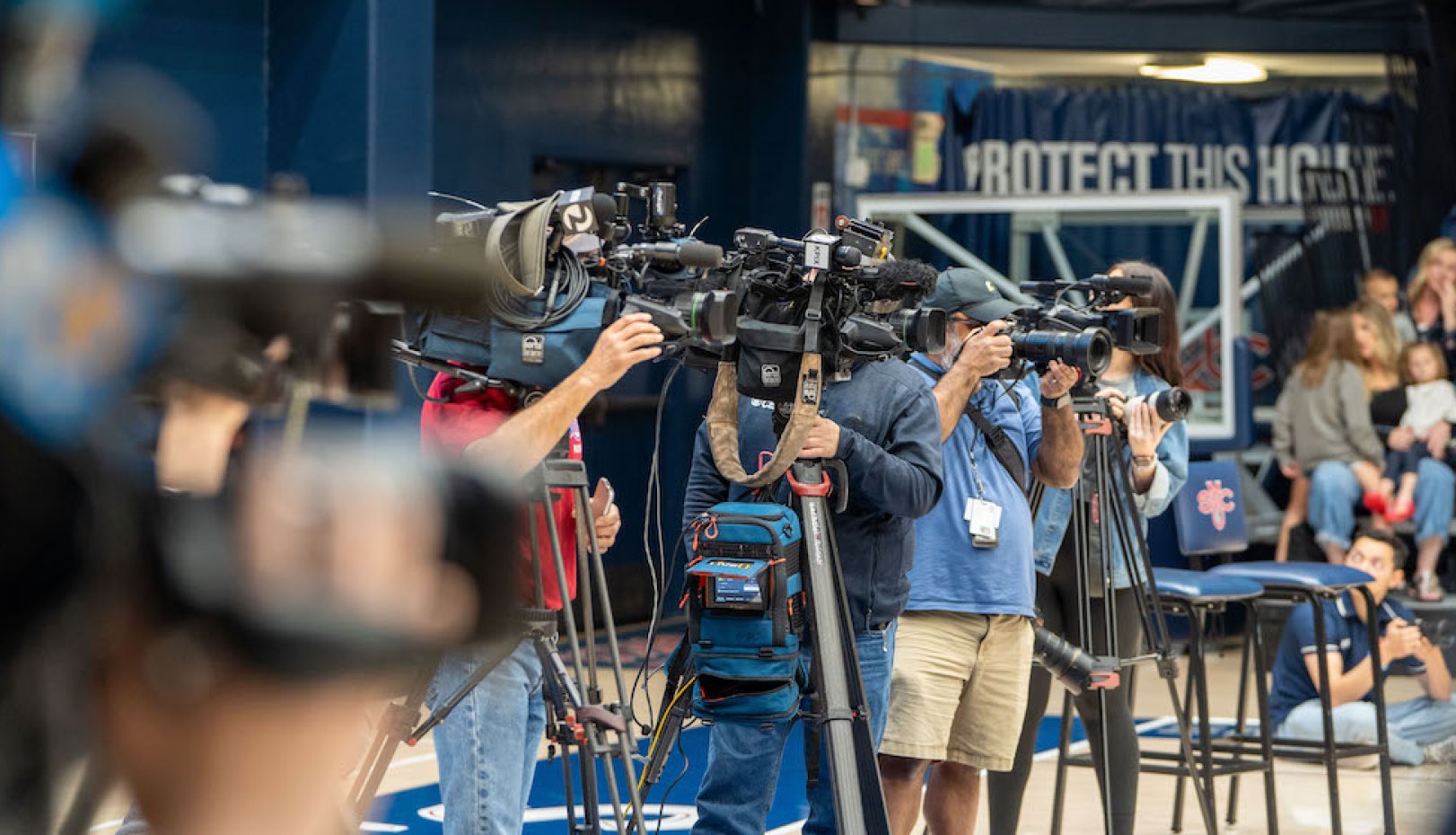 TV crews at 2024 NCAA Selection Sunday