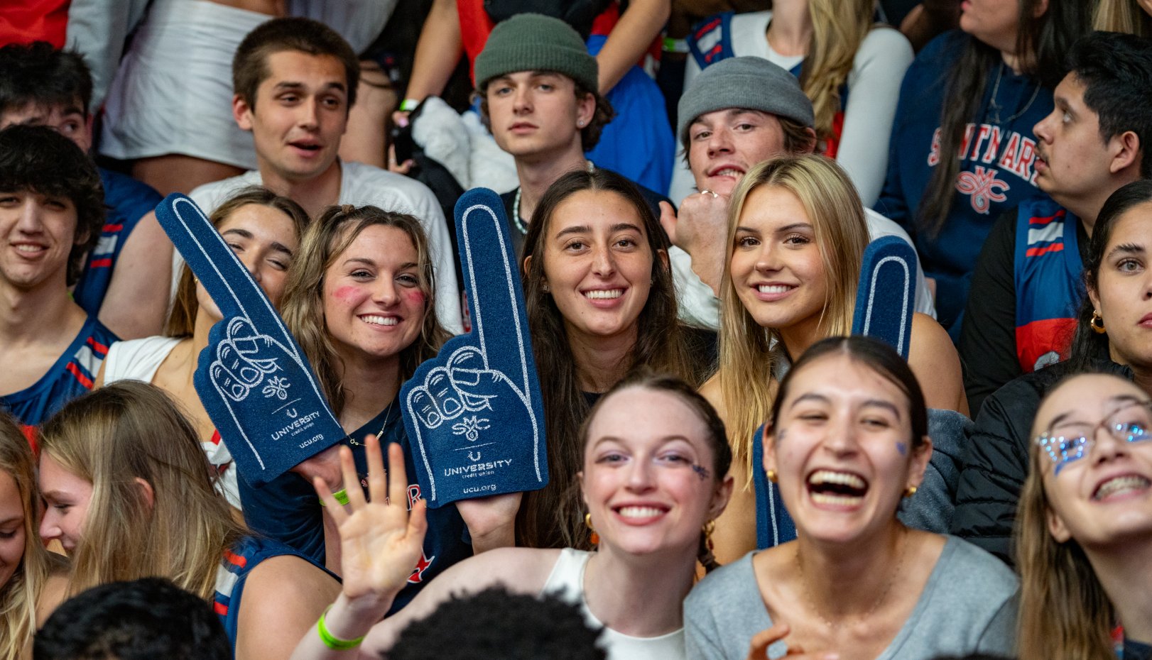 Students cheering at men's basketball game vs. Gonzaga 2024