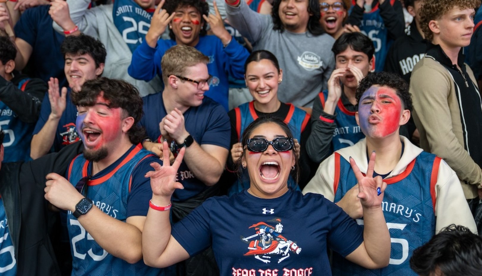 Students cheer at the SMC vs Gonzaga game