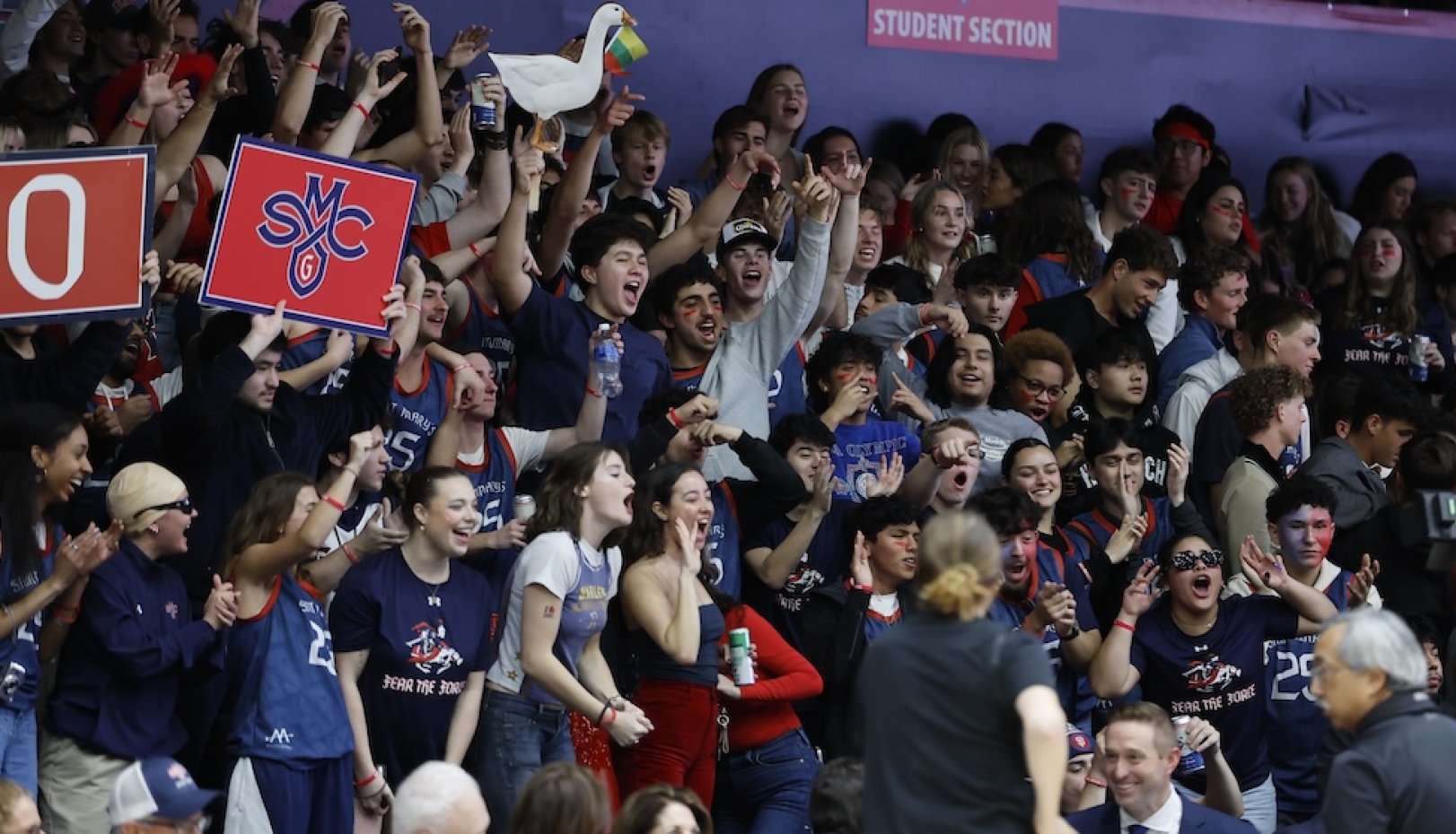 Students cheer at SMC vs Gonzaga game