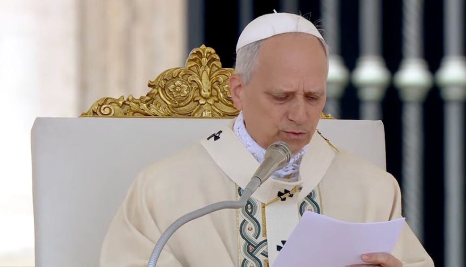 Scene from inaugural mass of Pope Leo XIV in May 2025