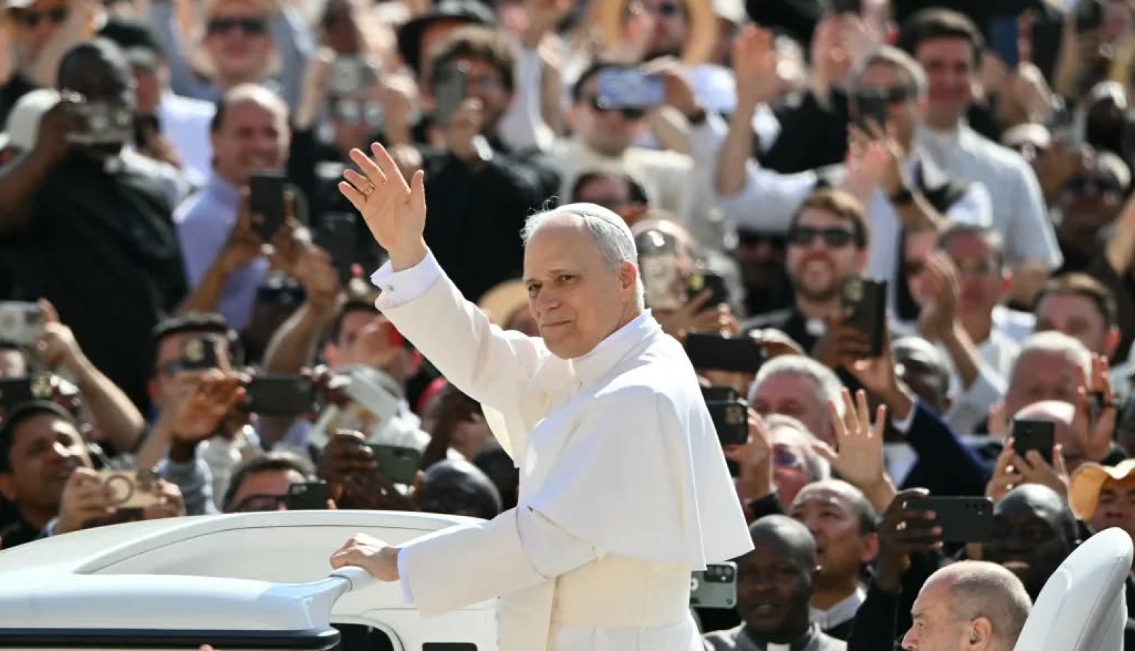 Scene from inaugural mass of Pope Leo XIV in May 2025