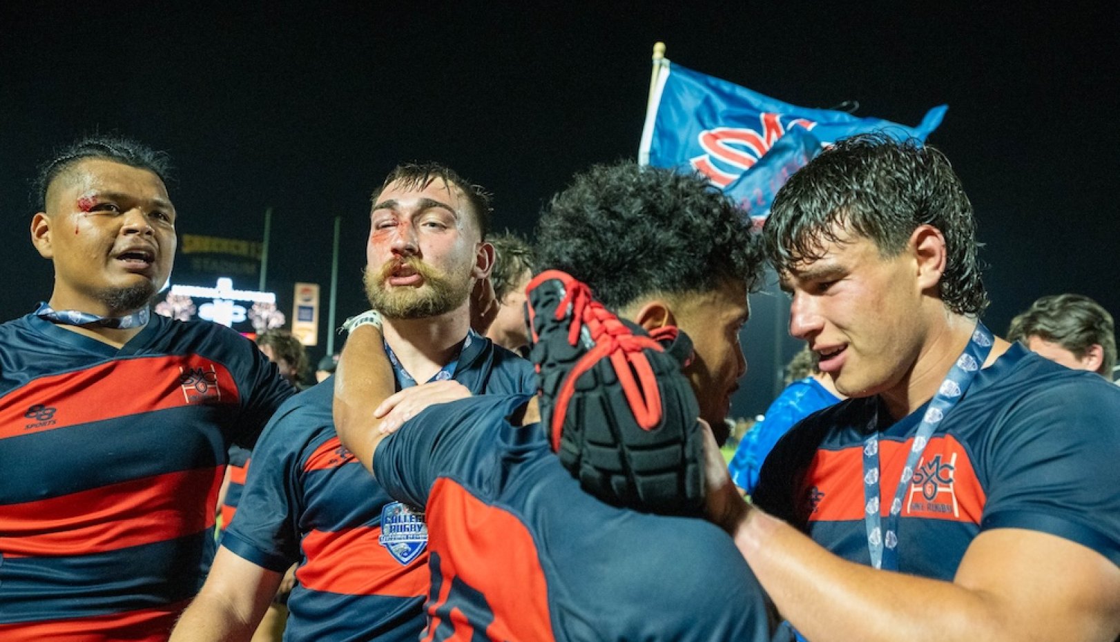 Gaels celebrate after defeating Navy in the 2024 Rugby National Championship