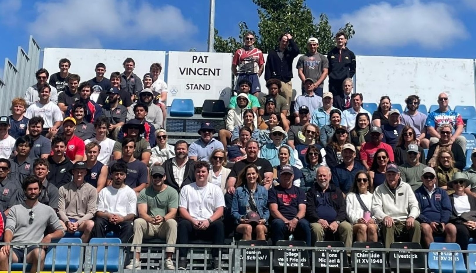 Members of Men's Rugby team and friends on tour of New Zealand in January 2026
