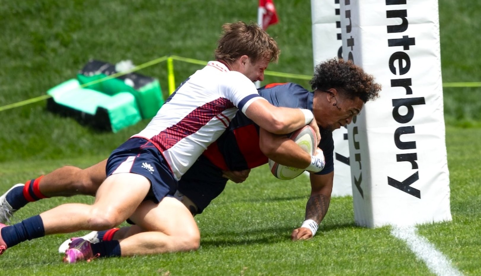 Rugby player reaches the try line against Arizona in April 2026