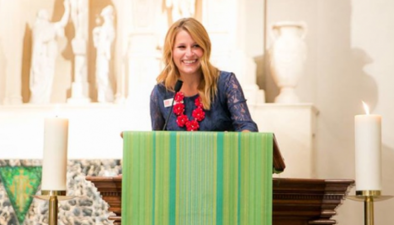 Courtney Carmignani in chapel