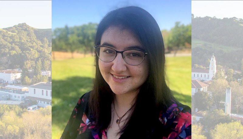 Caralee Wagner with image of Saint Mary's campus in background