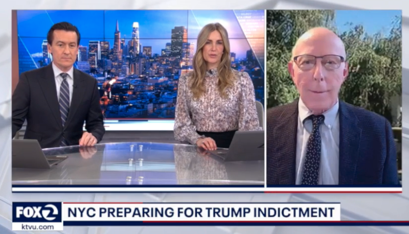 Steve Woolpert, right, joins KTVU anchors Alex Savidge and Heather Holmes, left, to provide analysis for the KTVU 2 News.