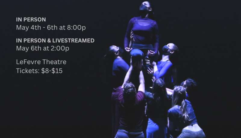 Dancers support one dancer being lifted up with the words "Silver Lining" above them.