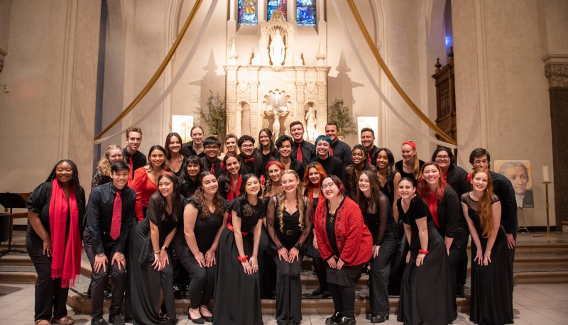 Choir posing in SMC chapel