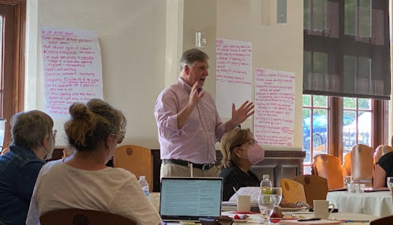 Educators gathered in SMC's Haggerty Lounge