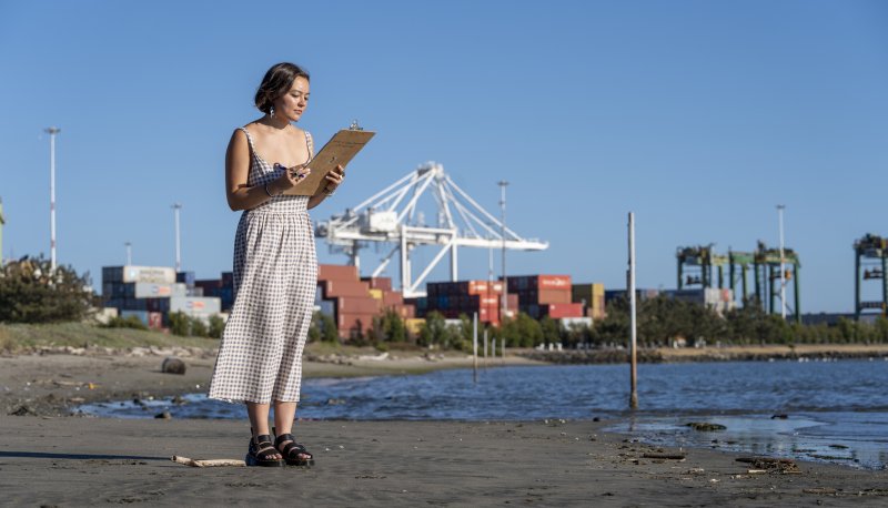 Desiree Sturrock '25 researching at the Port of Oakland
