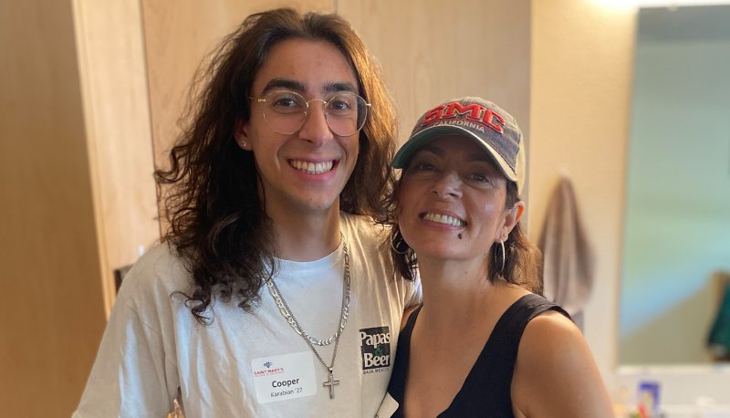 Cooper '27 and Amanda '92 Karabian in Mitty Hall