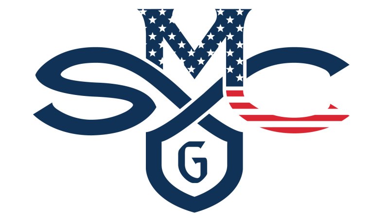 SMC logo with white stars and red and white stripes for Veterans Day 2023
