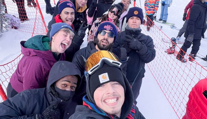 SMC Students take a selfie before boarding the Gondola at Heavenly ski Resort in South Lake Tahoe.