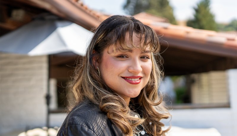 Gabriela Canedo '27 outside the Intercultural Center