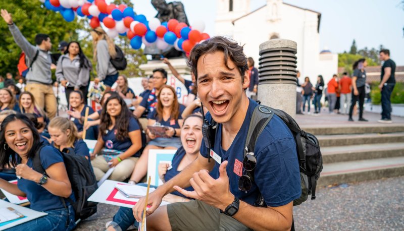 Students at the Farewell BBQ in front of the Chapel in 2023
