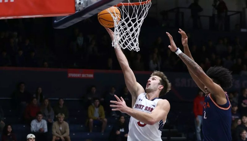 Men's Basketball player August Marciulionis shoots against UTSA in December 2024